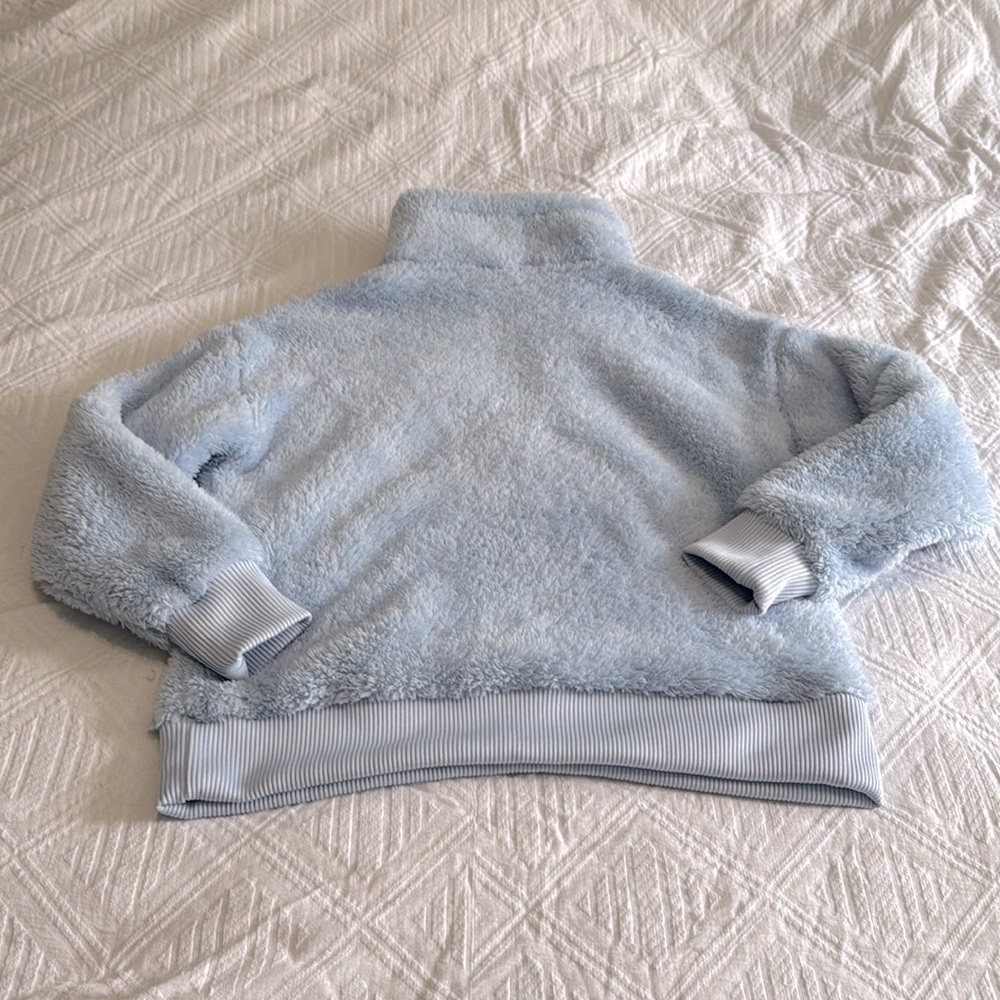 Joe Fresh Light Blue Oversized Teddy Quarter Zip Sweater Size Medium - Picture 2 of 6